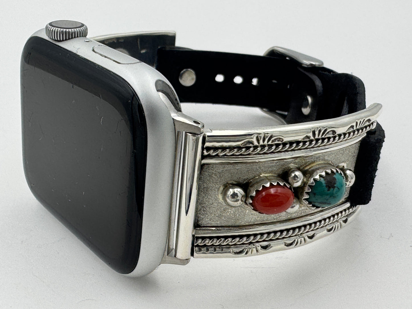 Nelson Morgan 42/44/45mm Unisex Sterling Silver Turquoise and Coral #32
