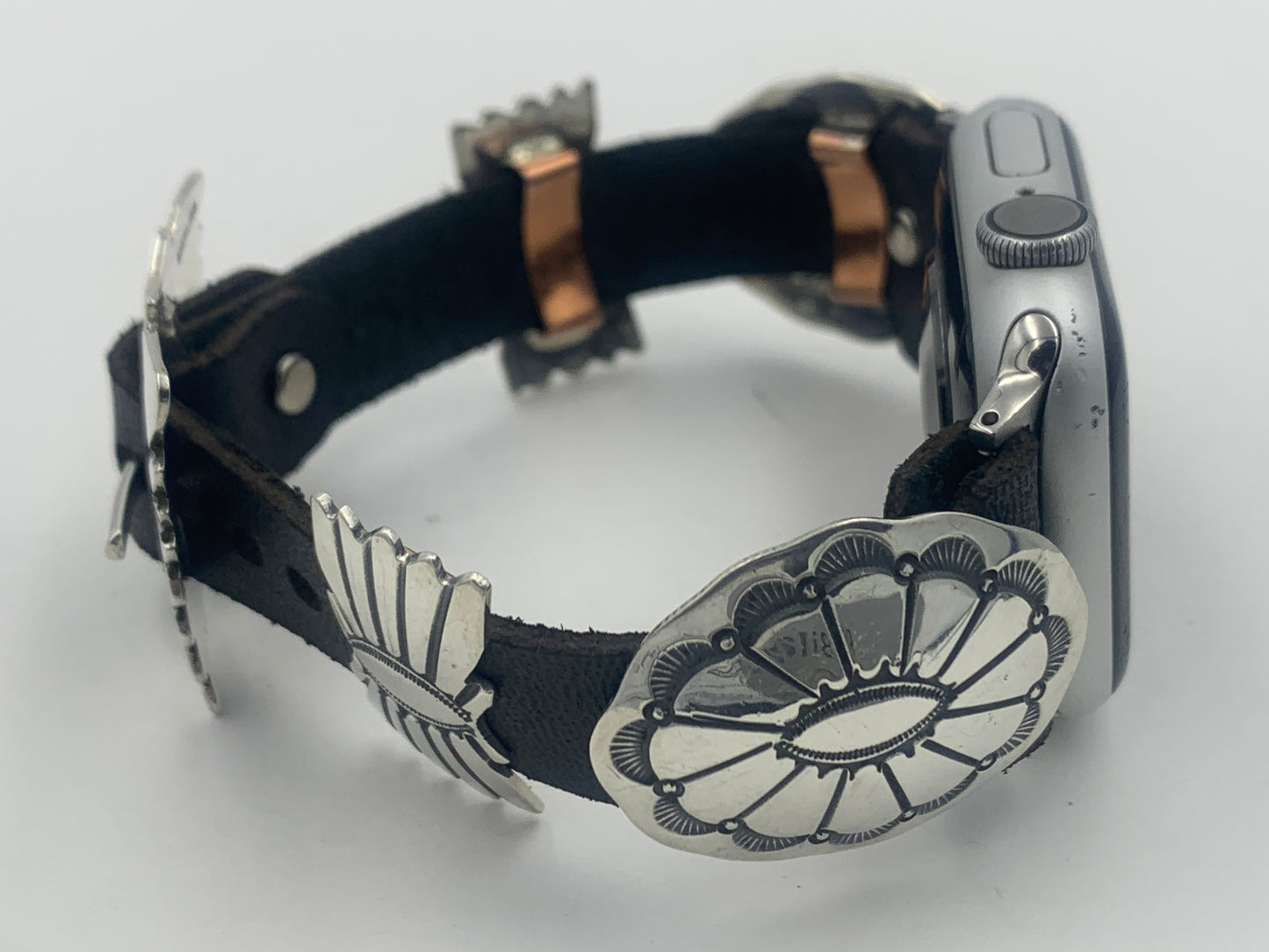 Jeanette Dale 38/40/41mm Sterling Silver Concho Apple Watch Band #35