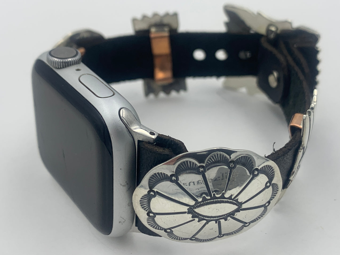 Jeanette Dale 38/40/41mm Sterling Silver Concho Apple Watch Band #35