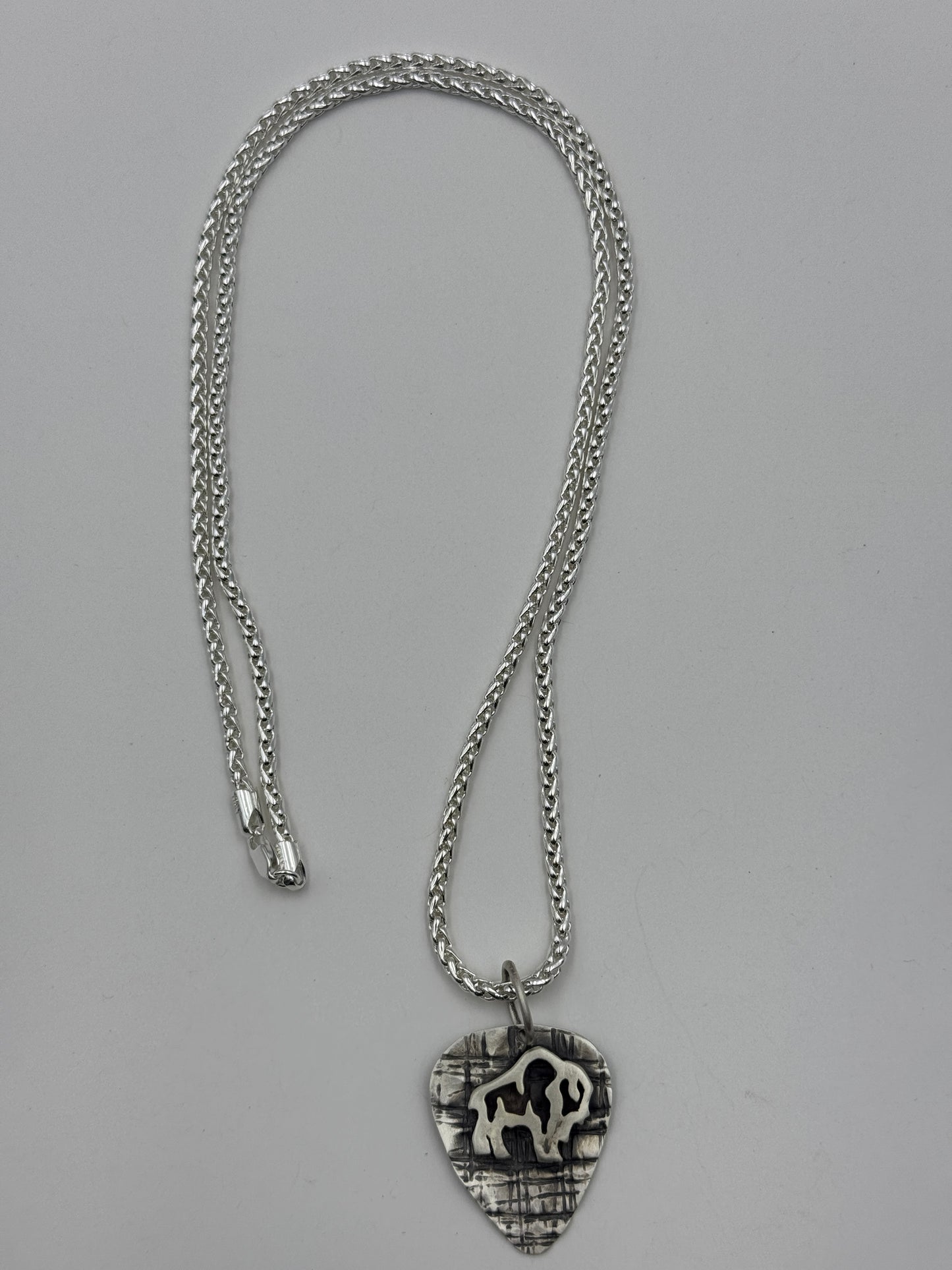Tony Chino Guitar Pick Pendant Necklace Buffalo #0001
