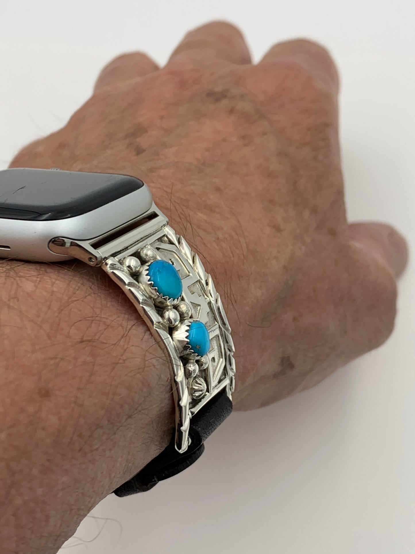 Ronnie Spencer 38/40/41mm Unisex Sterling Silver and 2 Stone Turquoise #114