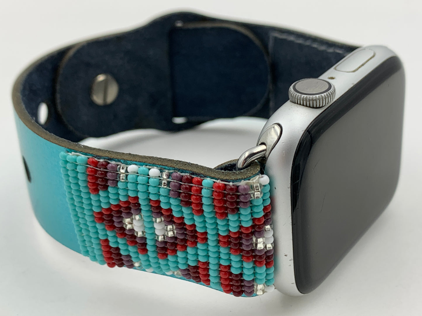 Ronnie Werito 42/44/45mm M/L Beaded Laser cut Leather Apple Watch Band #2