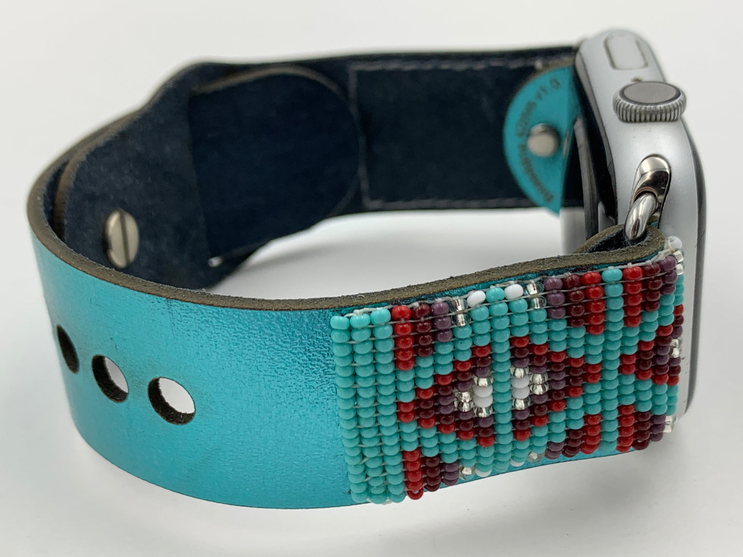 Ronnie Werito 42/44/45mm M/L Beaded Laser cut Leather Apple Watch Band #2