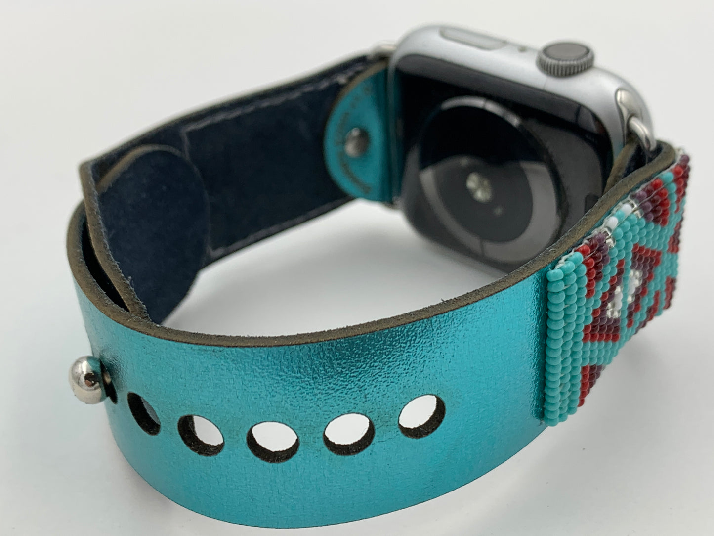 Ronnie Werito 42/44/45mm M/L Beaded Laser cut Leather Apple Watch Band #2
