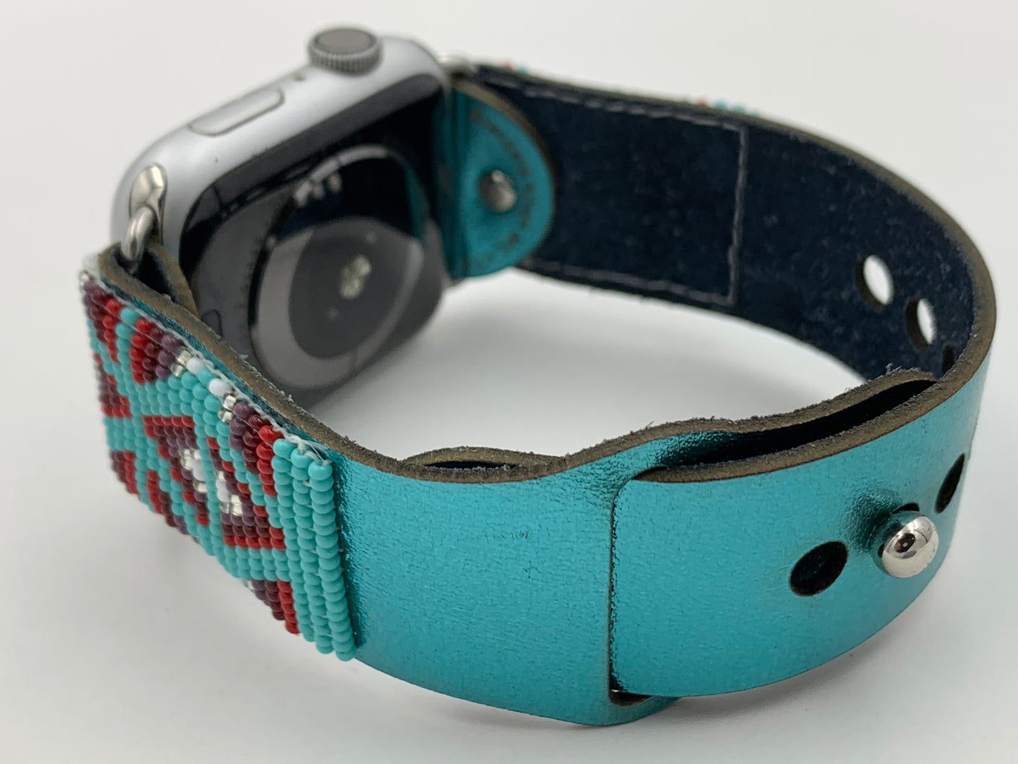 Ronnie Werito 42/44/45mm M/L Beaded Laser cut Leather Apple Watch Band #2