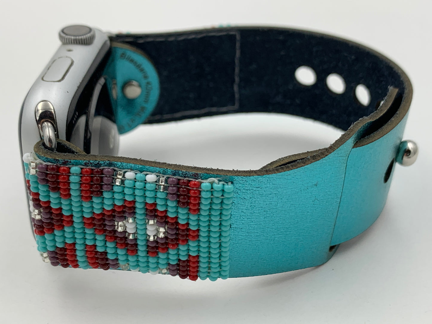 Ronnie Werito 42/44/45mm M/L Beaded Laser cut Leather Apple Watch Band #2