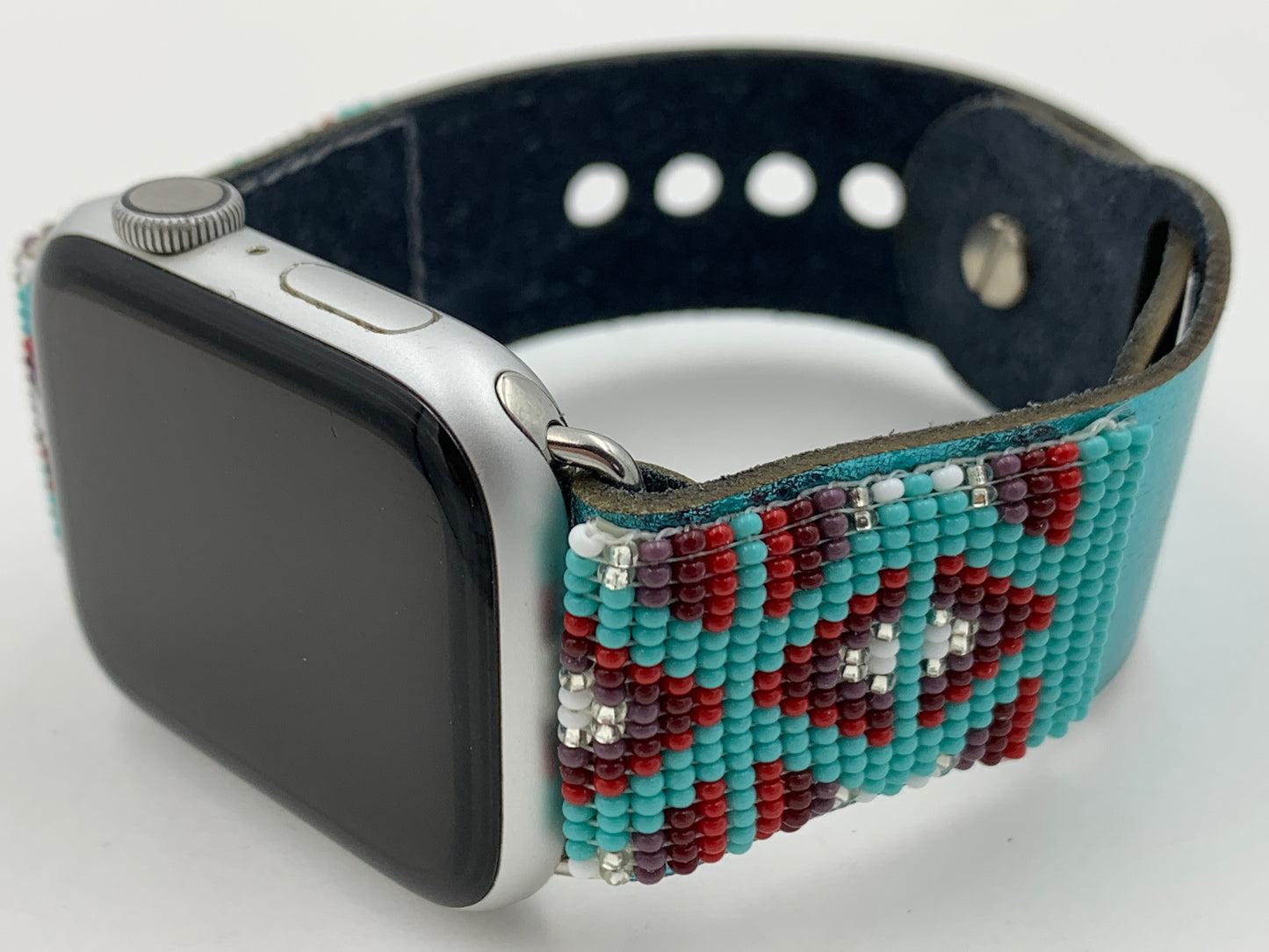 Ronnie Werito 42/44/45mm M/L Beaded Laser cut Leather Apple Watch Band #2