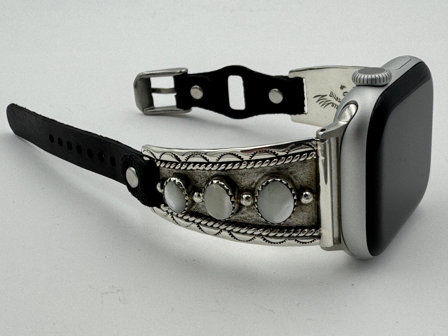Nelson Morgan 38/40/41mm Ladies Sterling Silver 3 Stone Mother of Pearl #40