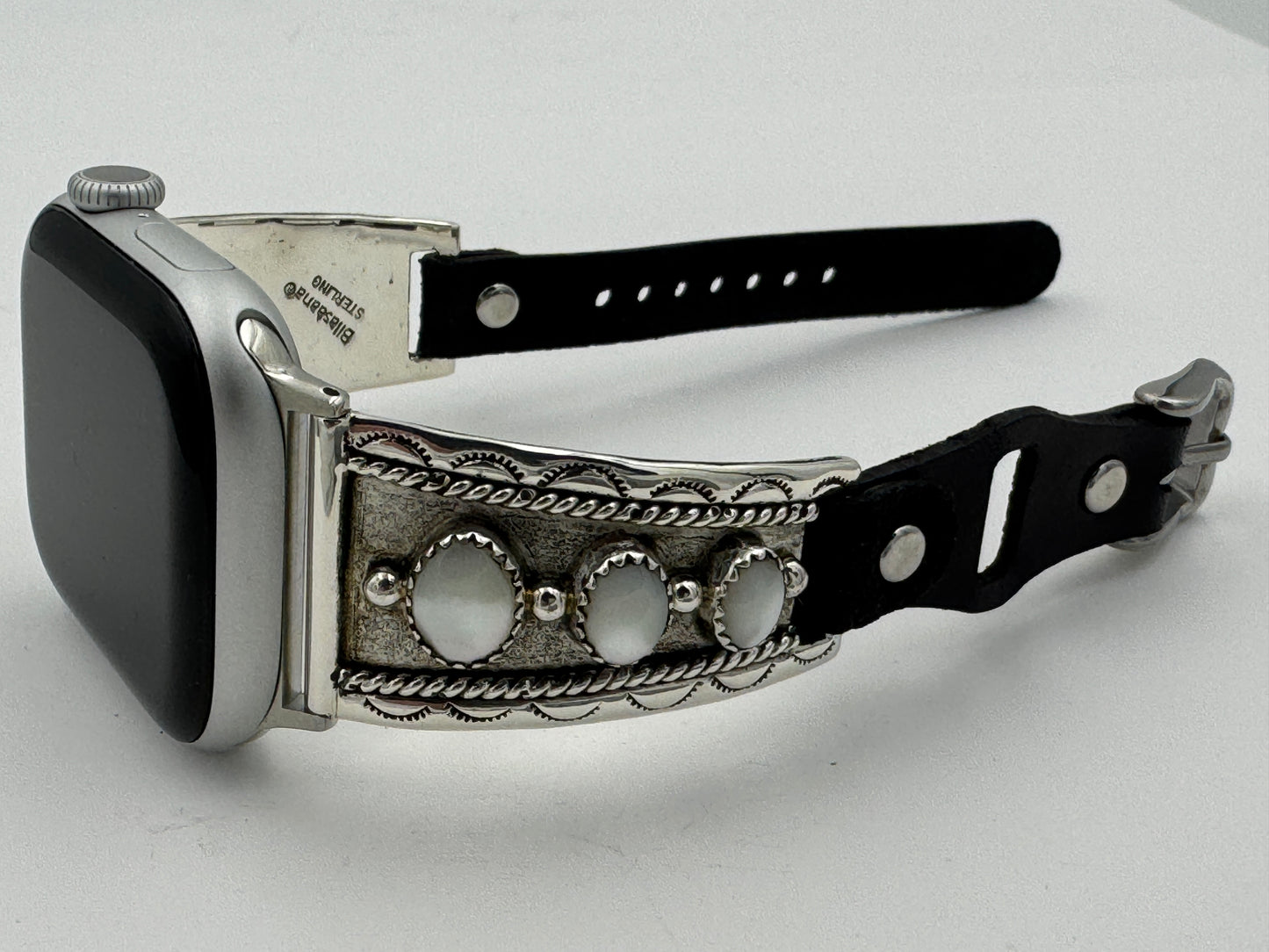 Nelson Morgan 38/40/41mm Ladies Sterling Silver 3 Stone Mother of Pearl #40