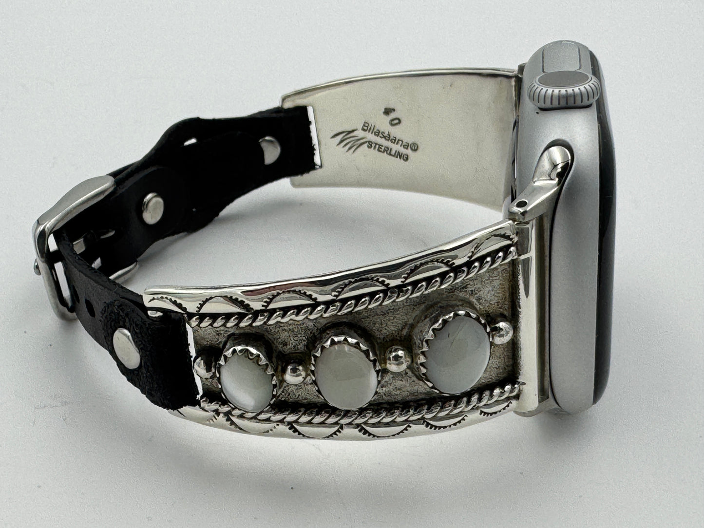 Nelson Morgan 38/40/41mm Ladies Sterling Silver 3 Stone Mother of Pearl #40