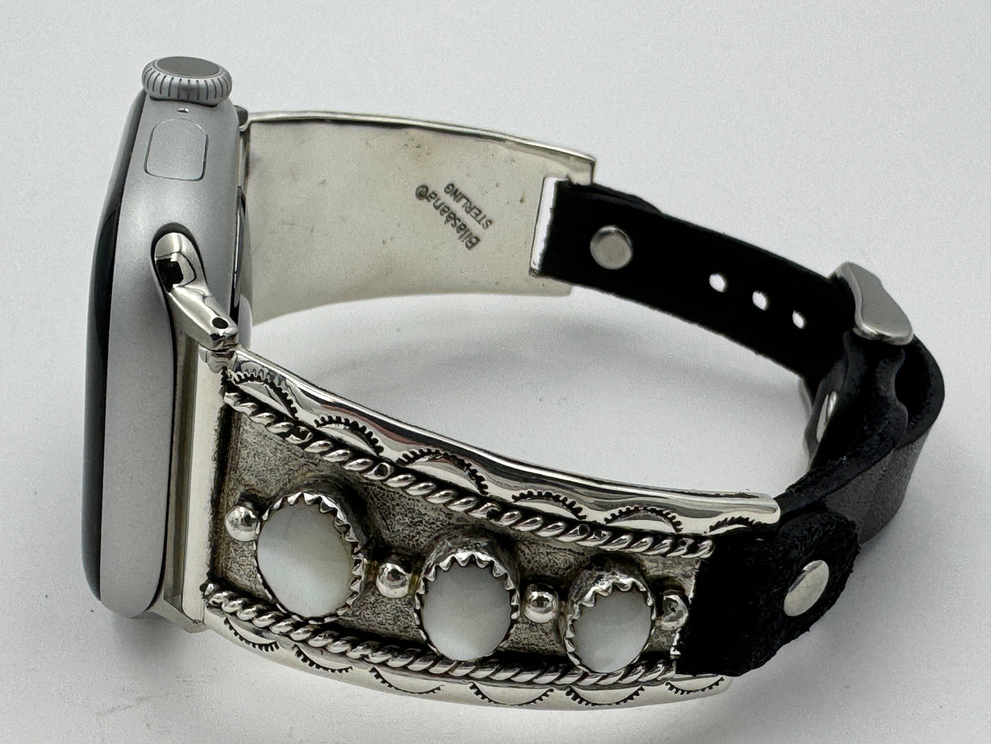 Nelson Morgan 38/40/41mm Ladies Sterling Silver 3 Stone Mother of Pearl #40
