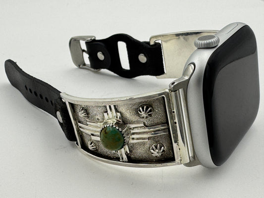 Ronnie Spencer 42/44/45mm Sterling Silver and Turquoise Zia Unisex #176