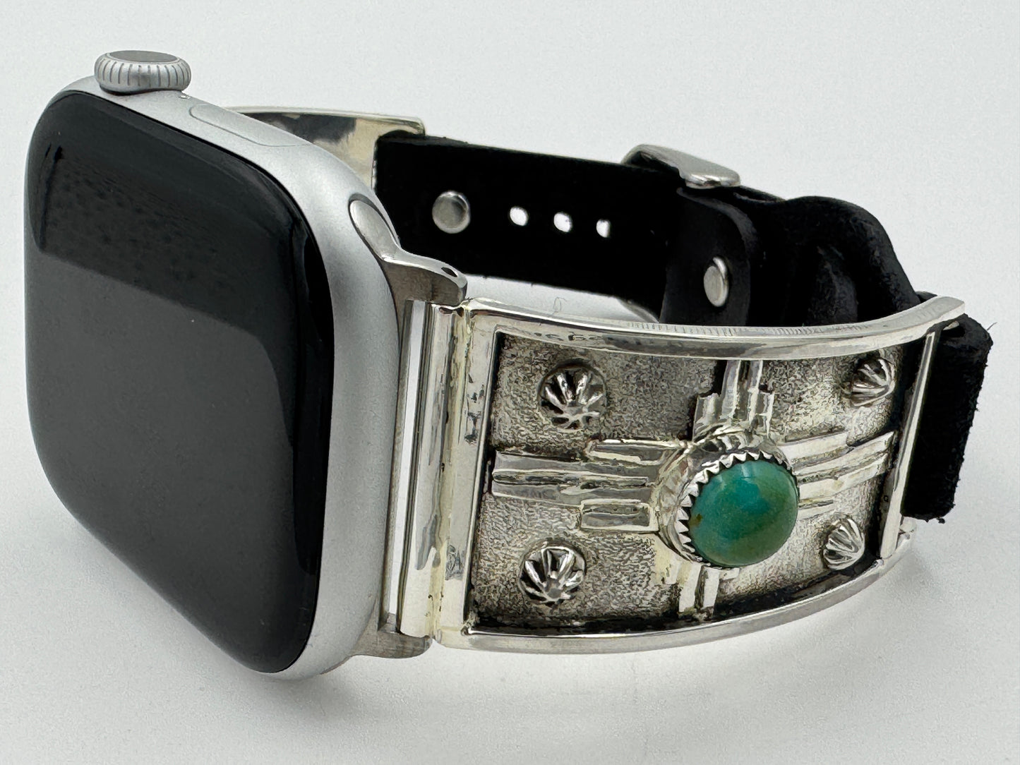 Ronnie Spencer 42/44/45mm Sterling Silver and Turquoise Zia Unisex #176