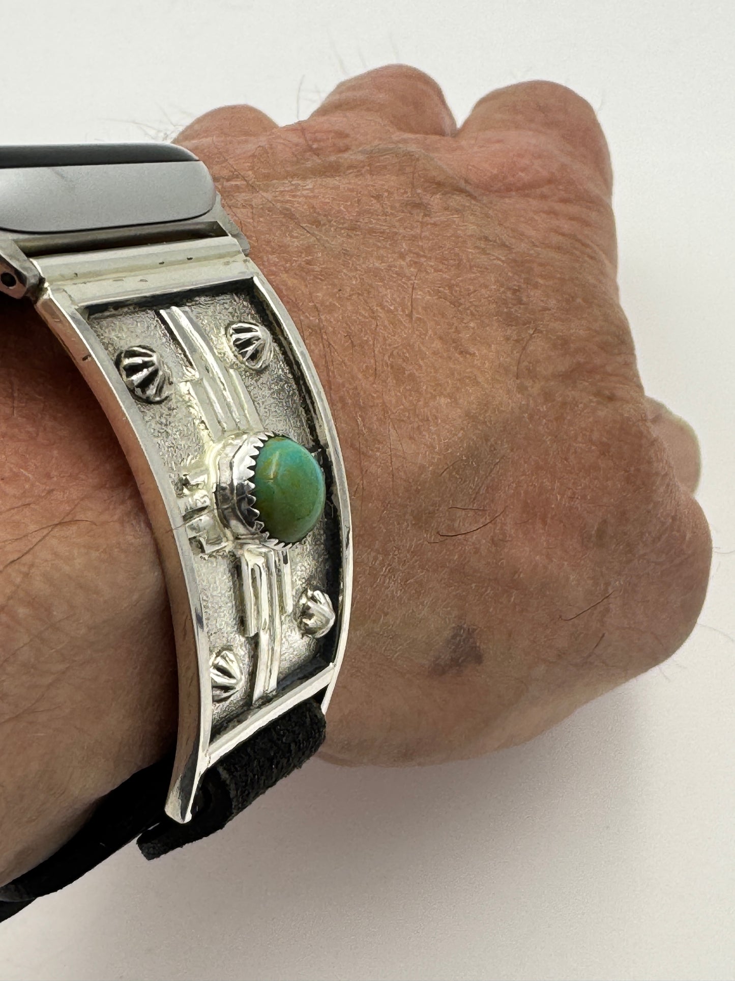 Ronnie Spencer 42/44/45mm Sterling Silver and Turquoise Zia Unisex #176