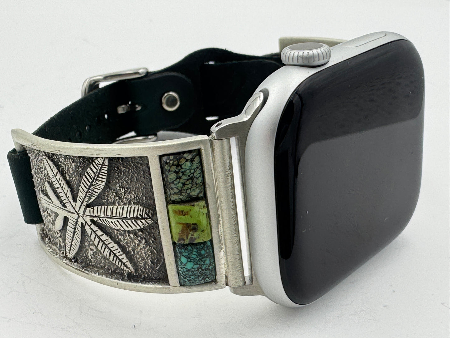 Tony Chino 42/44/45mm Unisex Sterling Silver Cannabis Leaf Turquoise #45