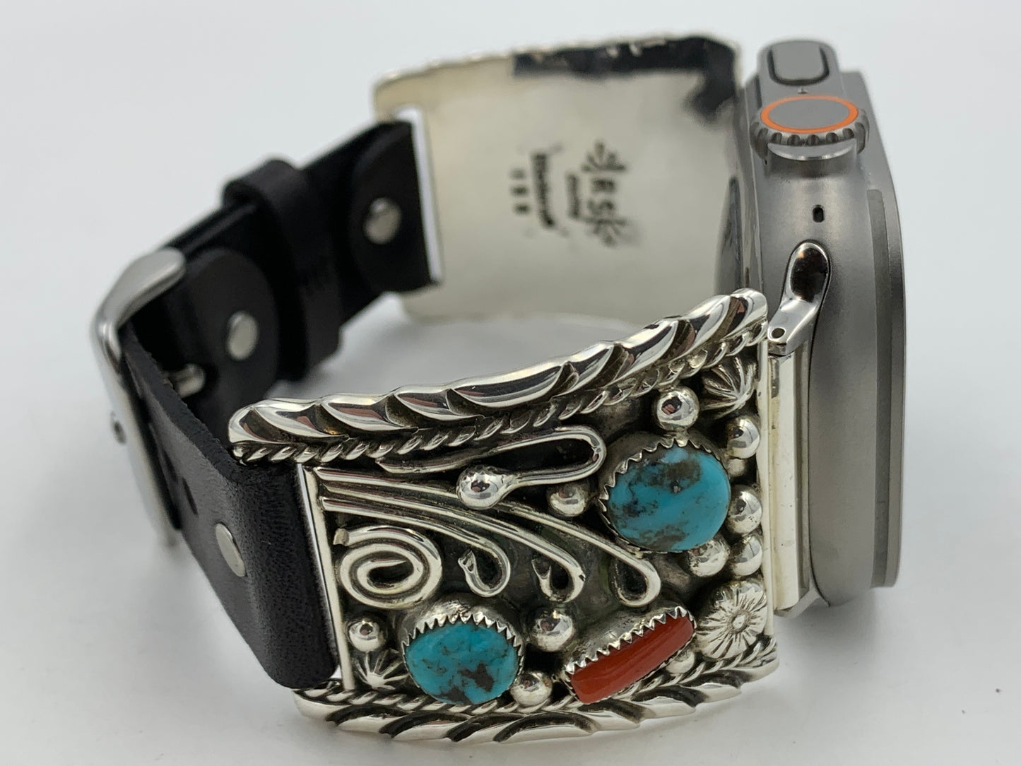 Ronnie Spencer 42/44/45mm Turquoise Coral and Sterling Silver Ultra #123