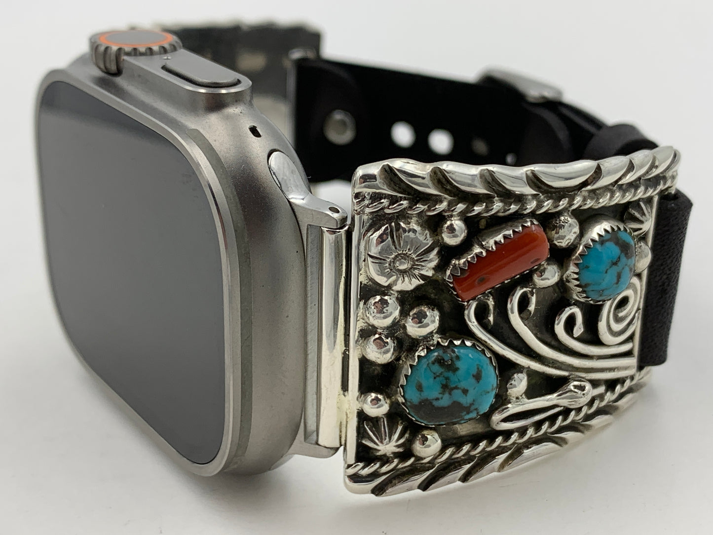 Ronnie Spencer 42/44/45mm Turquoise Coral and Sterling Silver Ultra #123