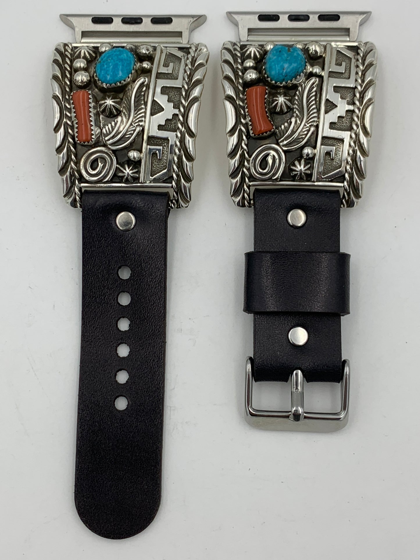 Ronnie Spencer 42/44/45mm Turquoise Coral and Sterling Silver Ultra #126