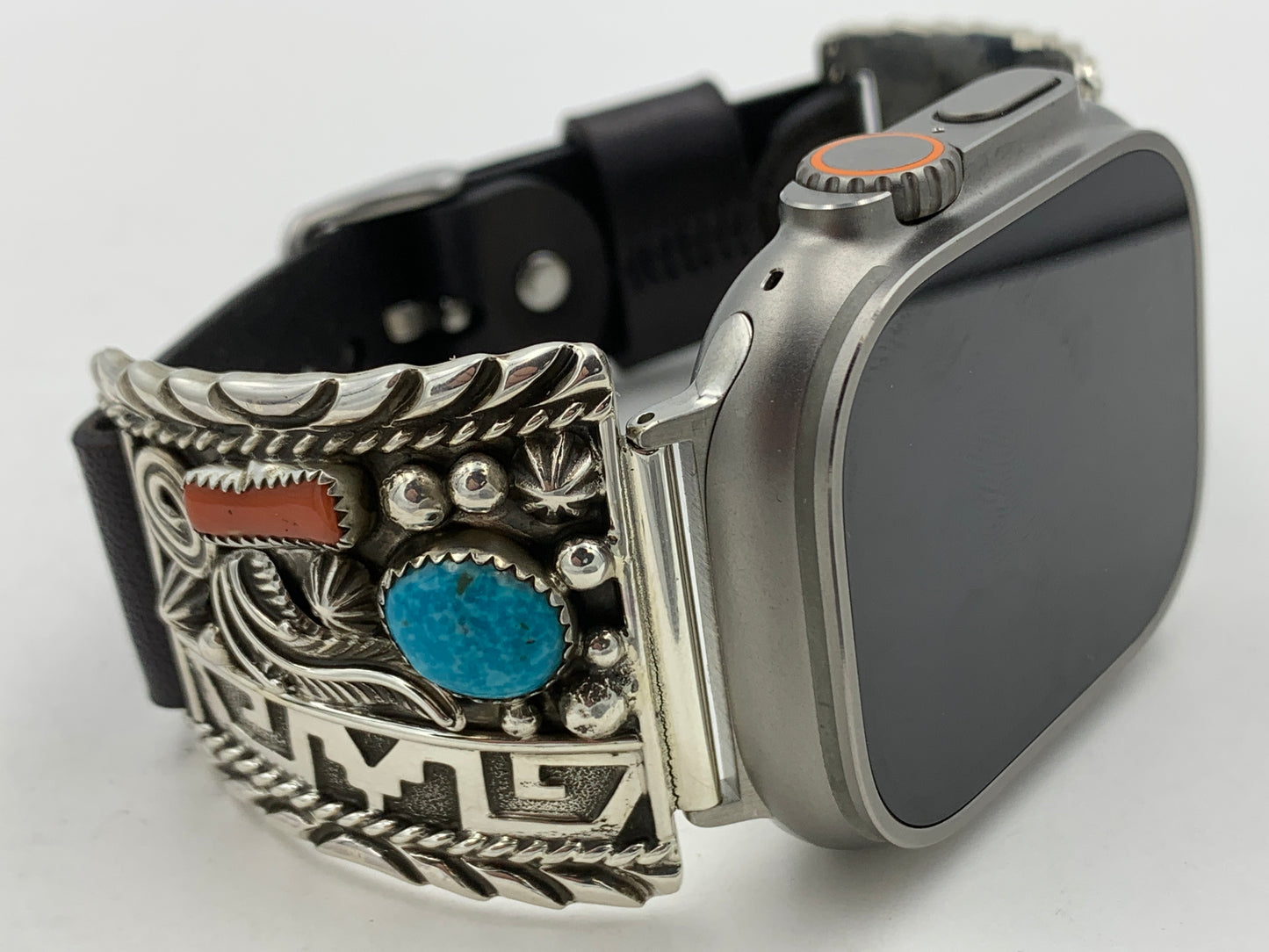 Ronnie Spencer 42/44/45mm Turquoise Coral and Sterling Silver Ultra #126