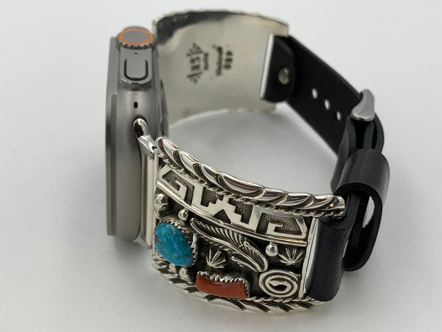 Ronnie Spencer 42/44/45mm Turquoise Coral and Sterling Silver Ultra #126