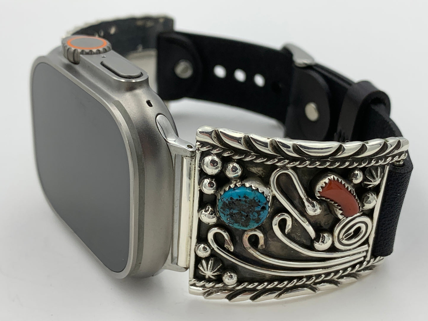Ronnie Spencer 42/44/45mm Turquoise Coral and Sterling Silver Ultra #125