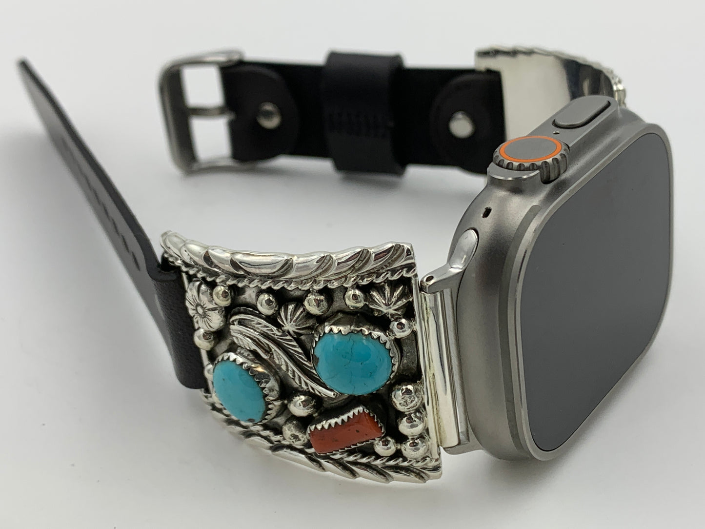 Ronnie Spencer 42/44/45mm Turquoise Coral and Sterling Silver Ultra #124