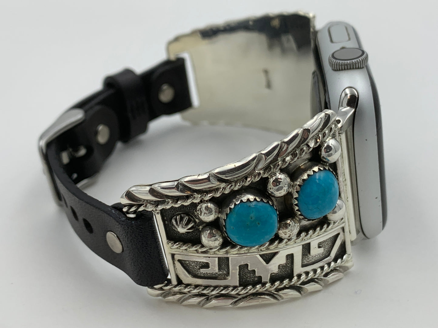 Ronnie Spencer 42/44/45mm Turquoise and Sterling Silver Trapezoid #121