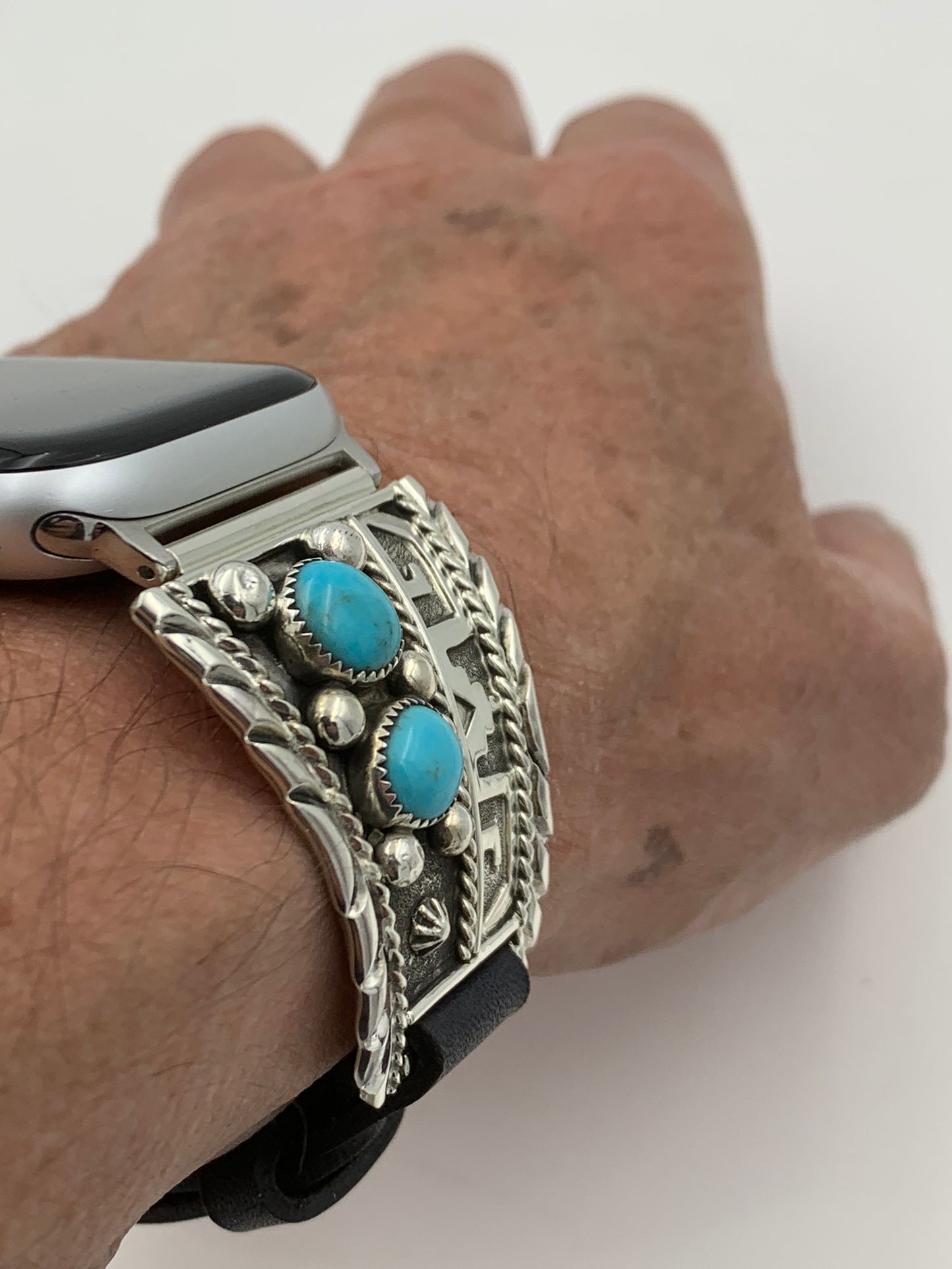 Ronnie Spencer 42/44/45mm Turquoise and Sterling Silver Trapezoid #120