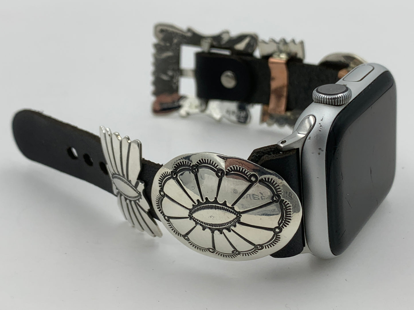 Jeanette Dale 38/40/41mm Sterling Silver Concho Apple Watch Band #36