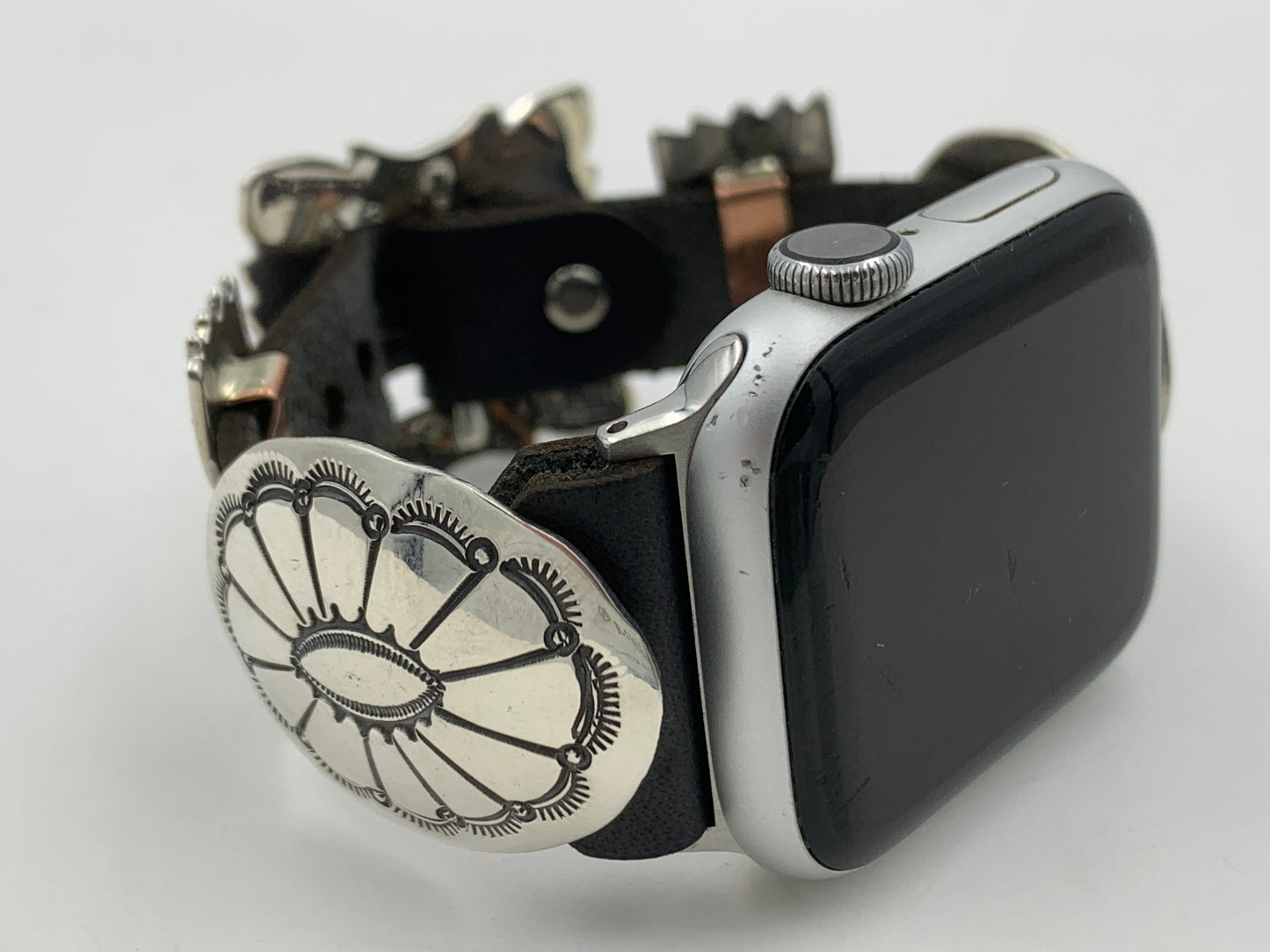 Jeanette Dale 38/40/41mm Sterling Silver Concho Apple Watch Band #36