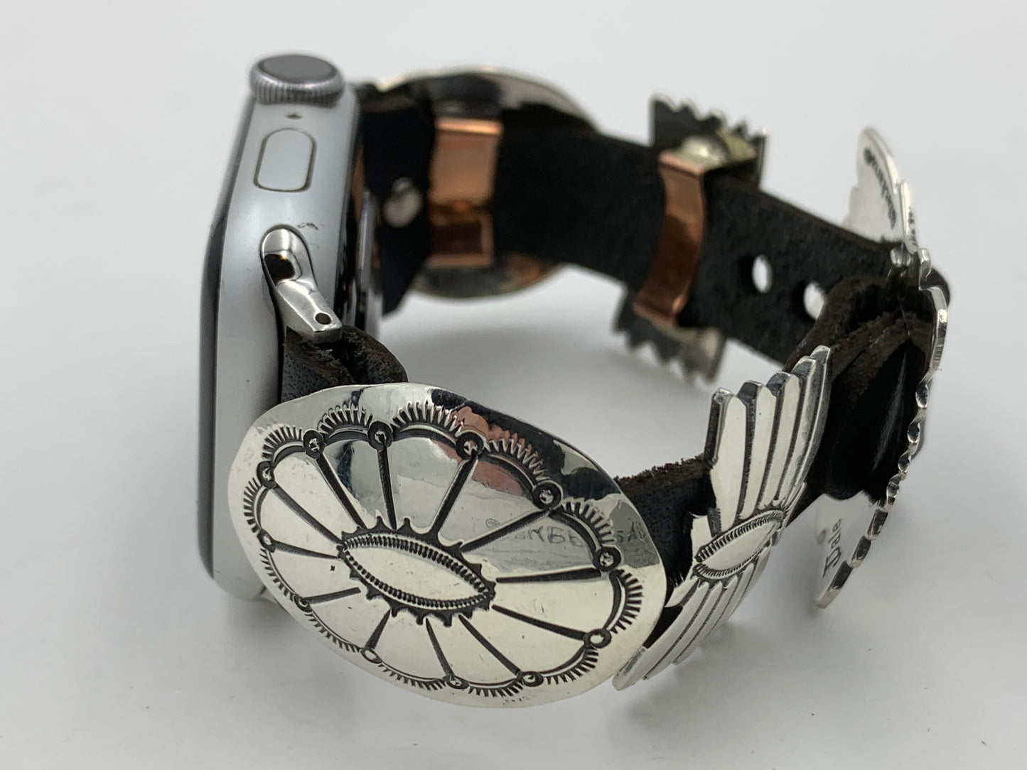 Jeanette Dale 38/40/41mm Sterling Silver Concho Apple Watch Band #36