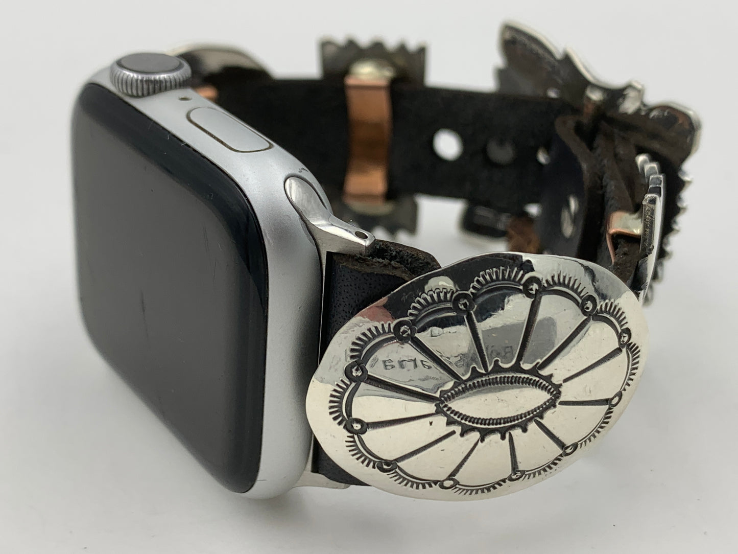 Jeanette Dale 38/40/41mm Sterling Silver Concho Apple Watch Band #36