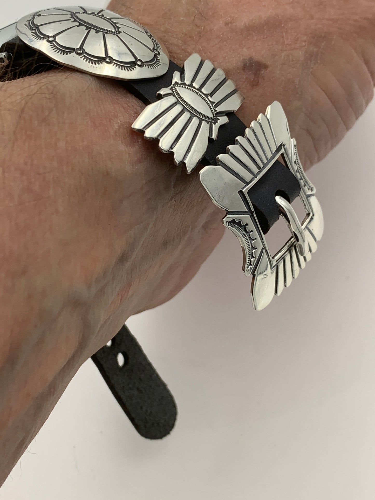 Jeanette Dale 38/40/41mm Sterling Silver Concho Apple Watch Band #36