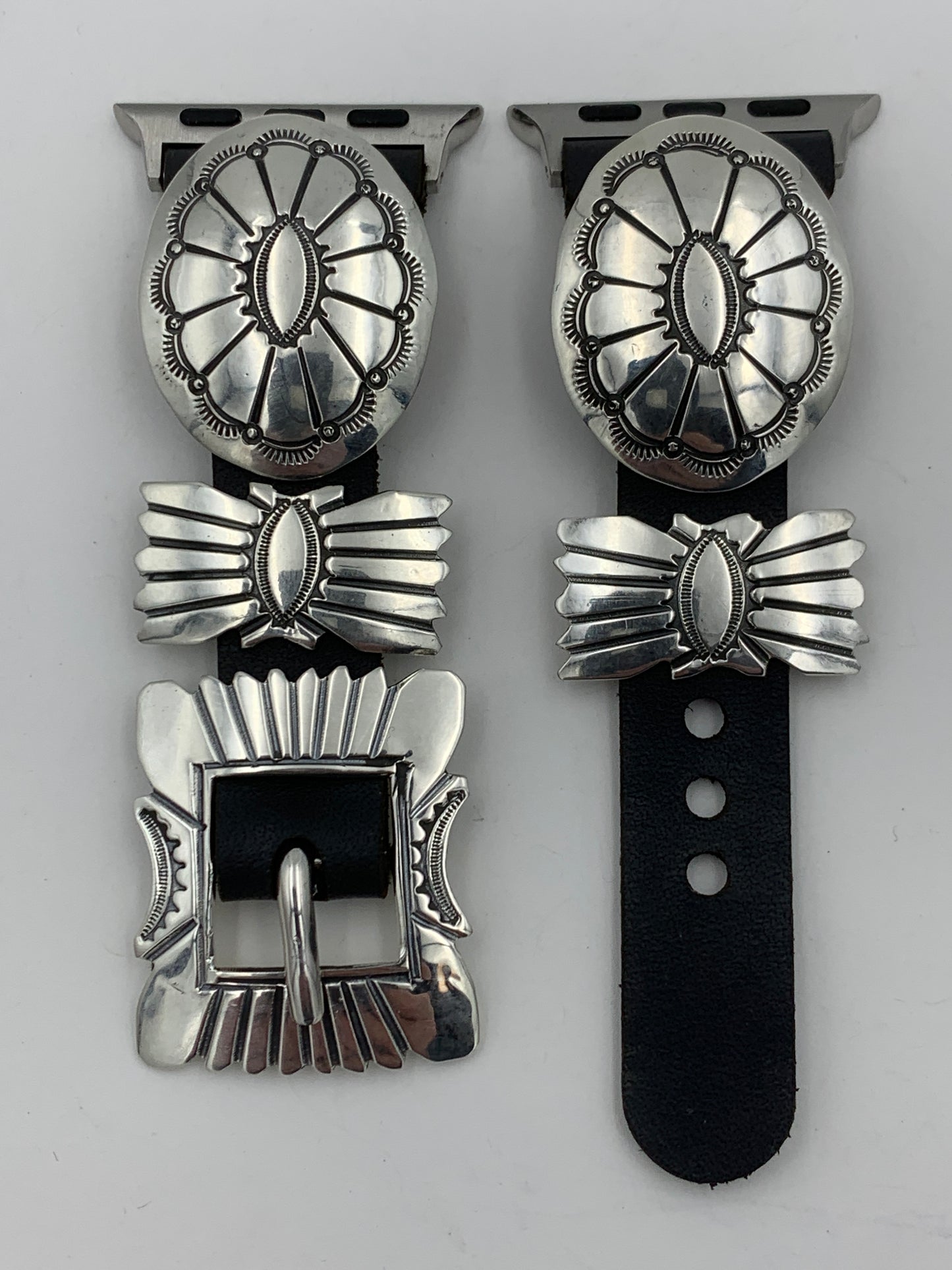 Jeanette Dale 38/40/41mm Sterling Silver Concho Apple Watch Band #36