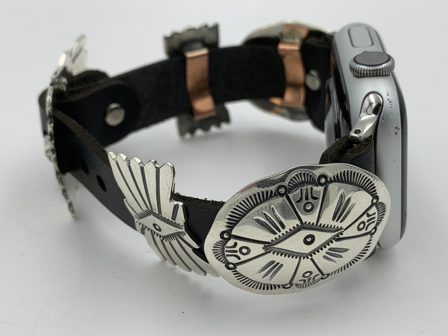 Jeanette Dale 38/40/41mm Sterling Silver Concho Apple Watch Band #37