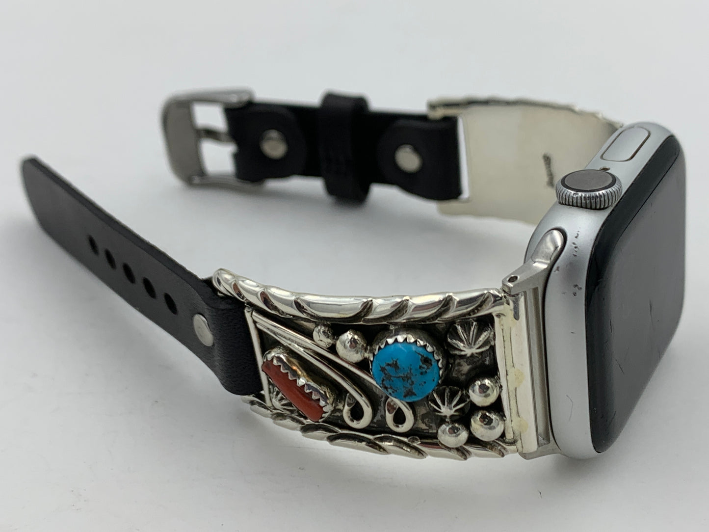 Ronnie Spencer 38/40/41mm Turquoise, Coral and Sterling Silver Unisex #130