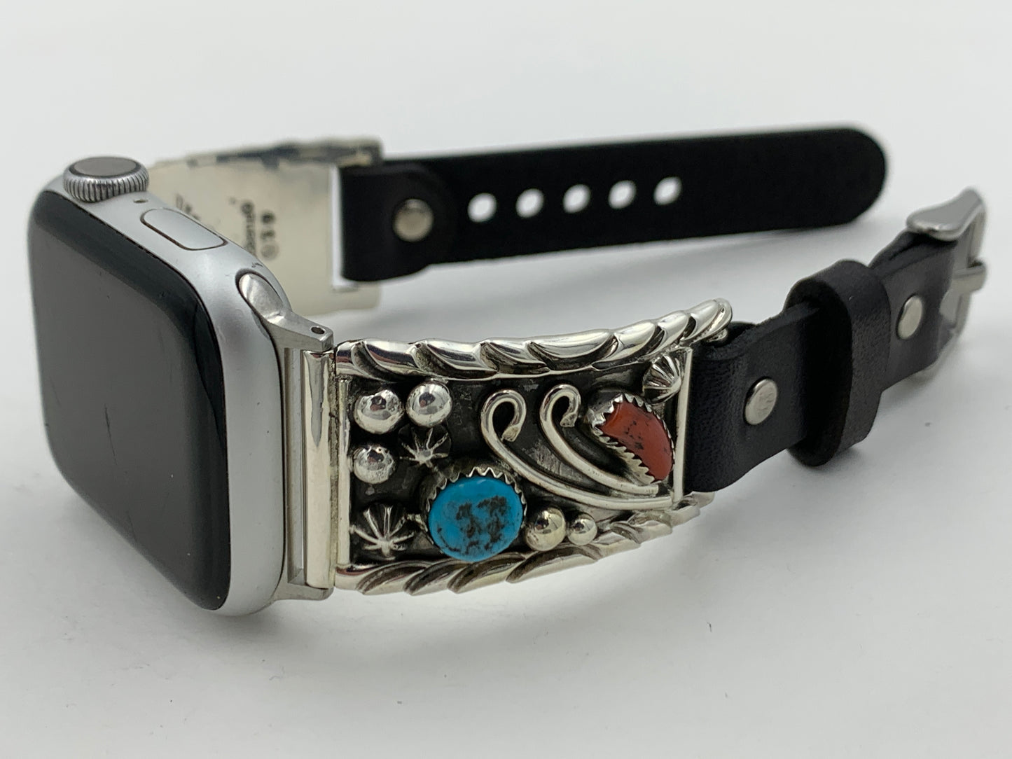 Ronnie Spencer 38/40/41mm Turquoise, Coral and Sterling Silver Unisex #130