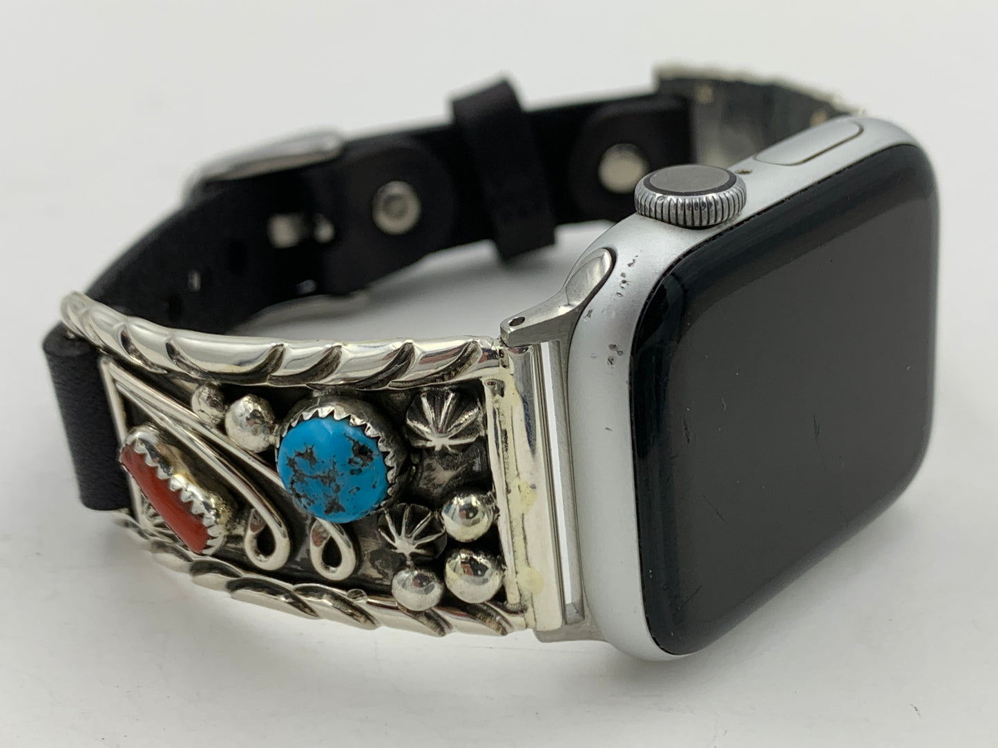 Ronnie Spencer 38/40/41mm Turquoise, Coral and Sterling Silver Unisex #130