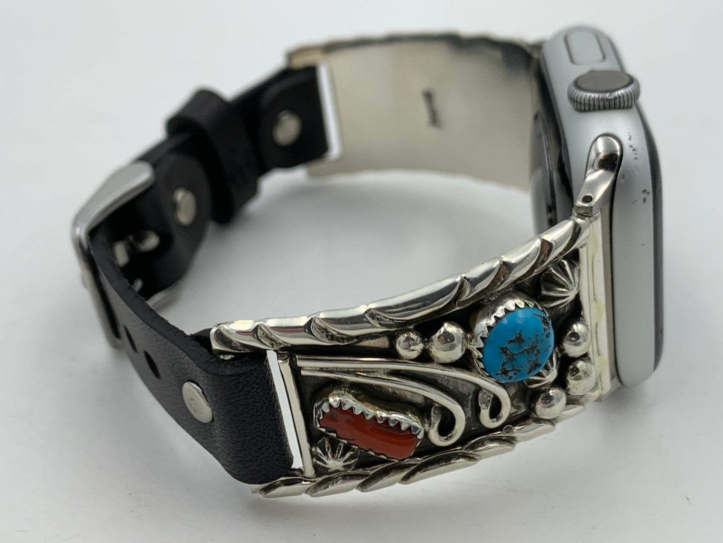 Ronnie Spencer 38/40/41mm Turquoise, Coral and Sterling Silver Unisex #130