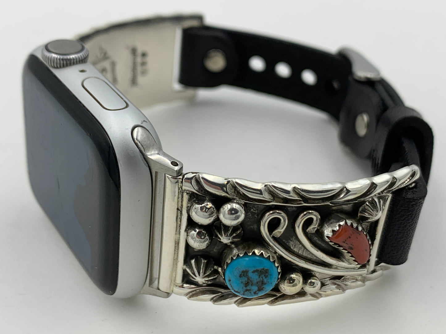 Ronnie Spencer 38/40/41mm Turquoise, Coral and Sterling Silver Unisex #130