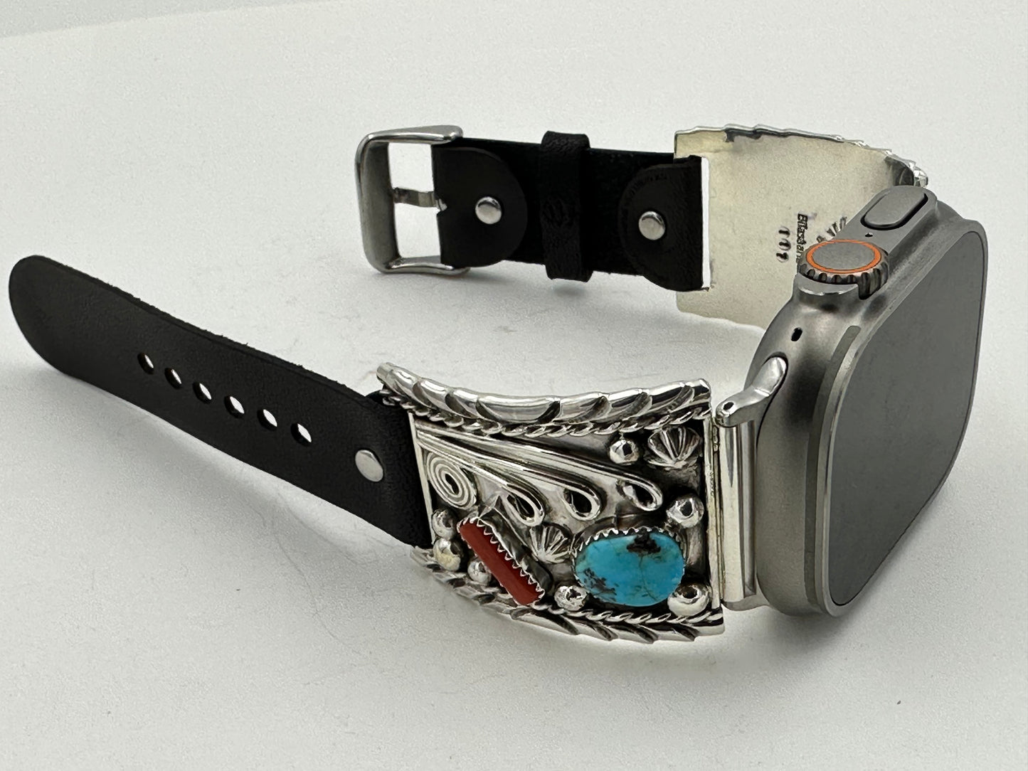 Ronnie Spencer 42/44/45mm Turquoise Coral and Sterling Silver Ultra #117