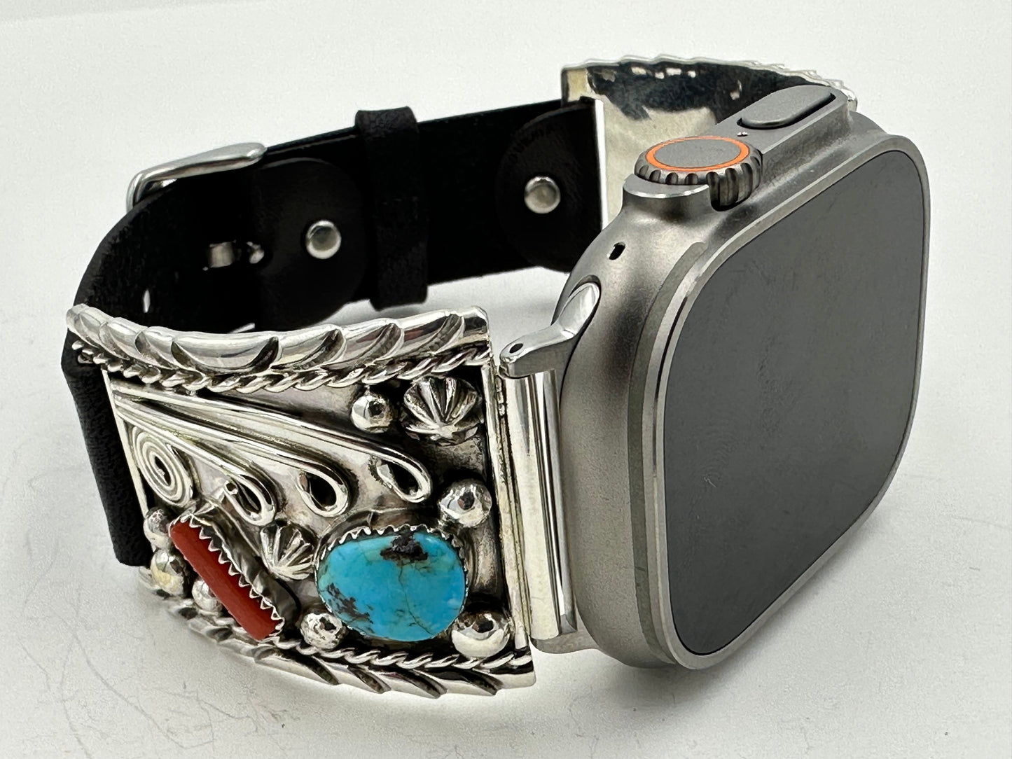 Ronnie Spencer 42/44/45mm Turquoise Coral and Sterling Silver Ultra #117