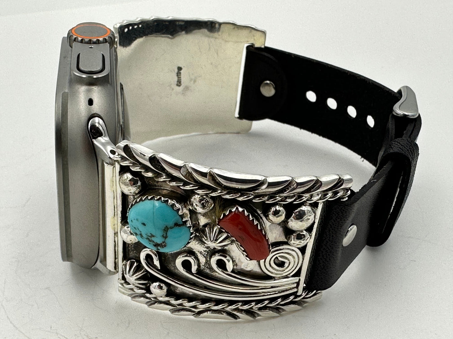 Ronnie Spencer 42/44/45mm Turquoise Coral and Sterling Silver Ultra #117
