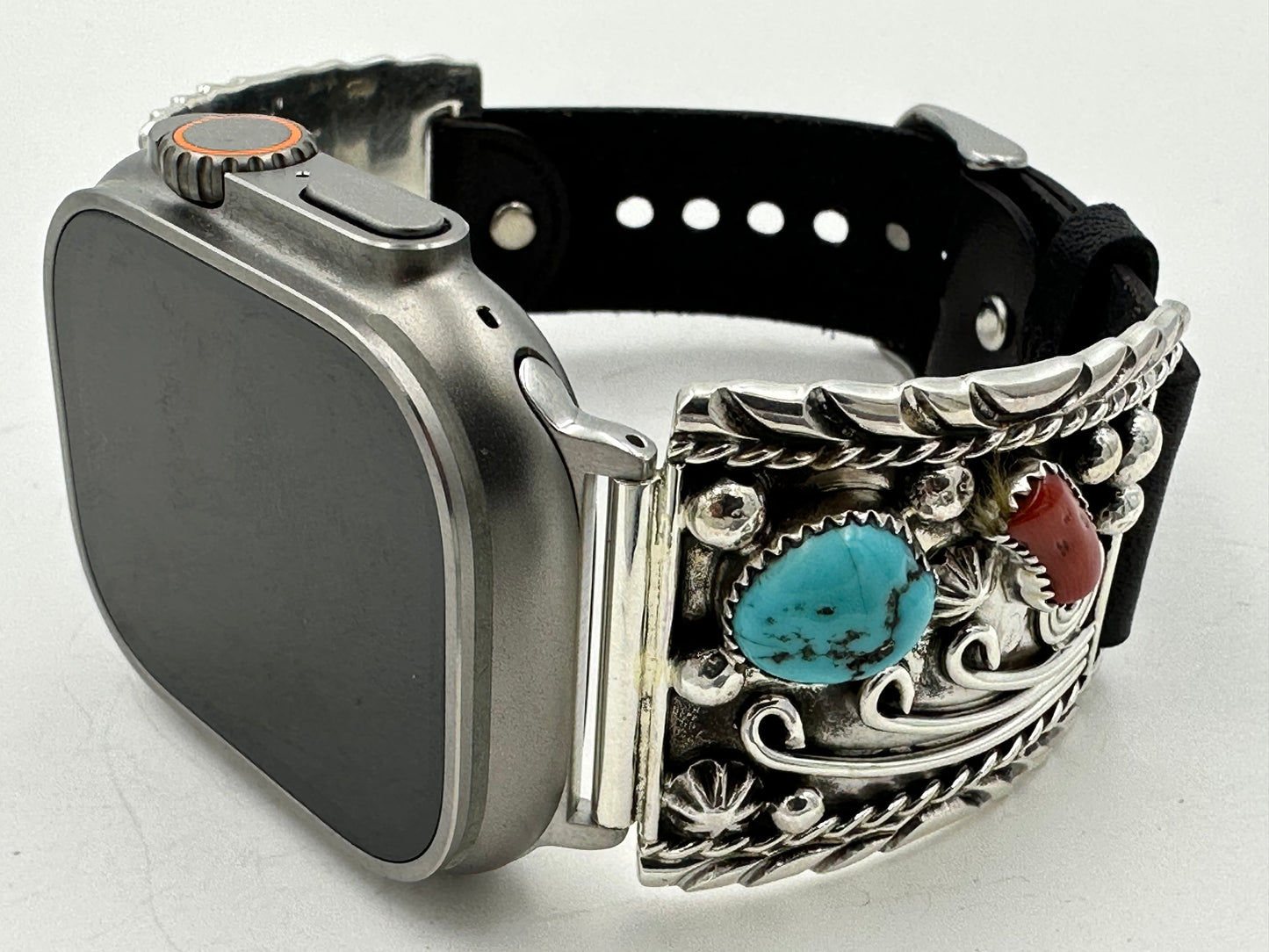 Ronnie Spencer 42/44/45mm Turquoise Coral and Sterling Silver Ultra #117