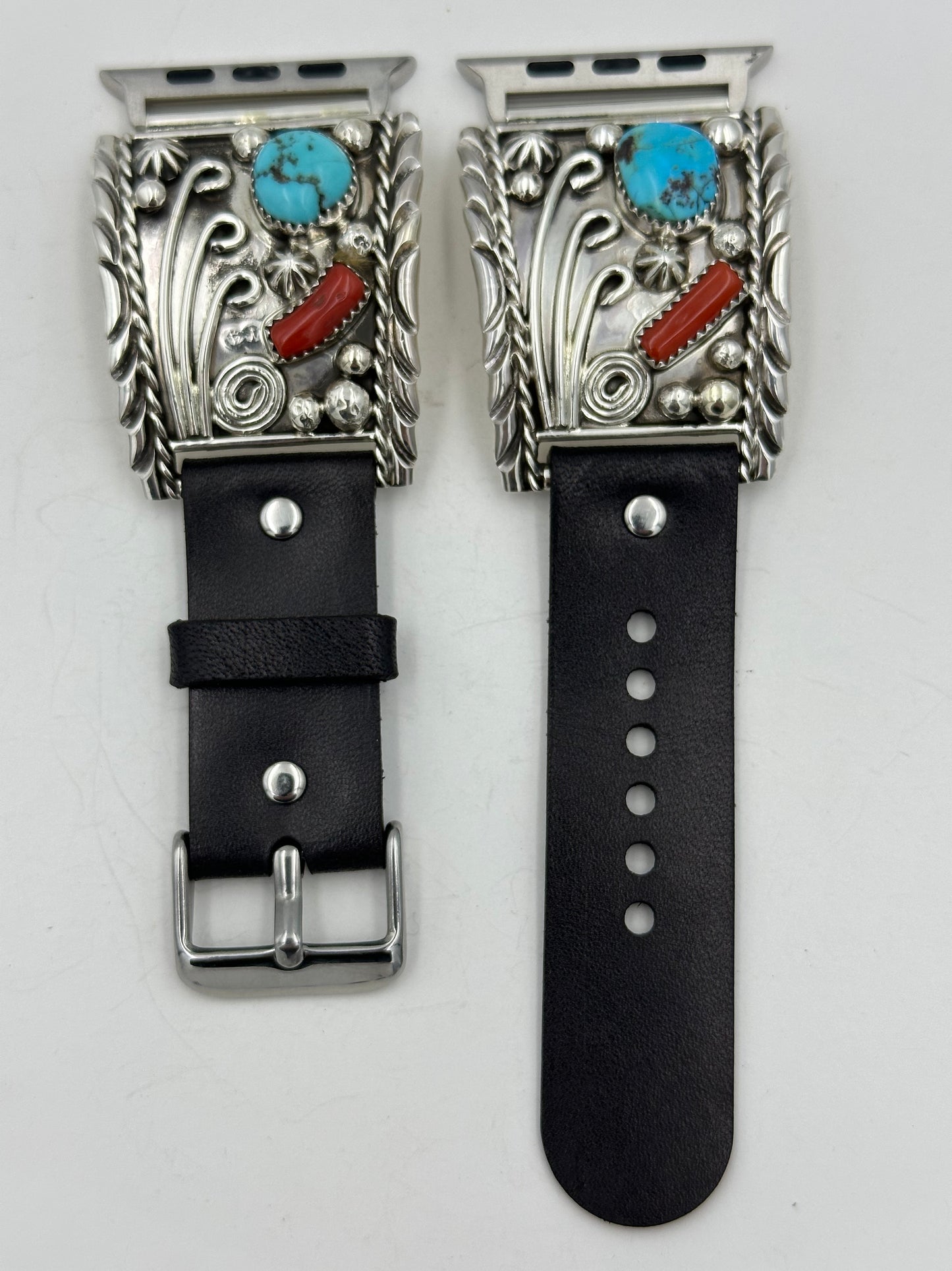 Ronnie Spencer 42/44/45mm Turquoise Coral and Sterling Silver Ultra #117