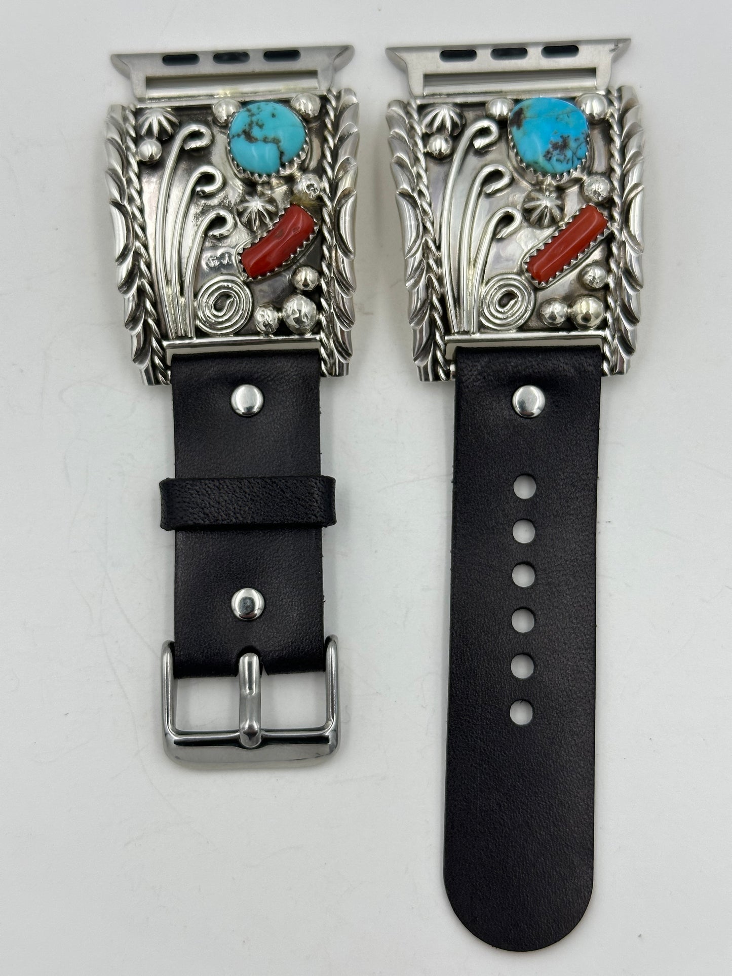 Ronnie Spencer 42/44/45mm Turquoise Coral and Sterling Silver Ultra #117