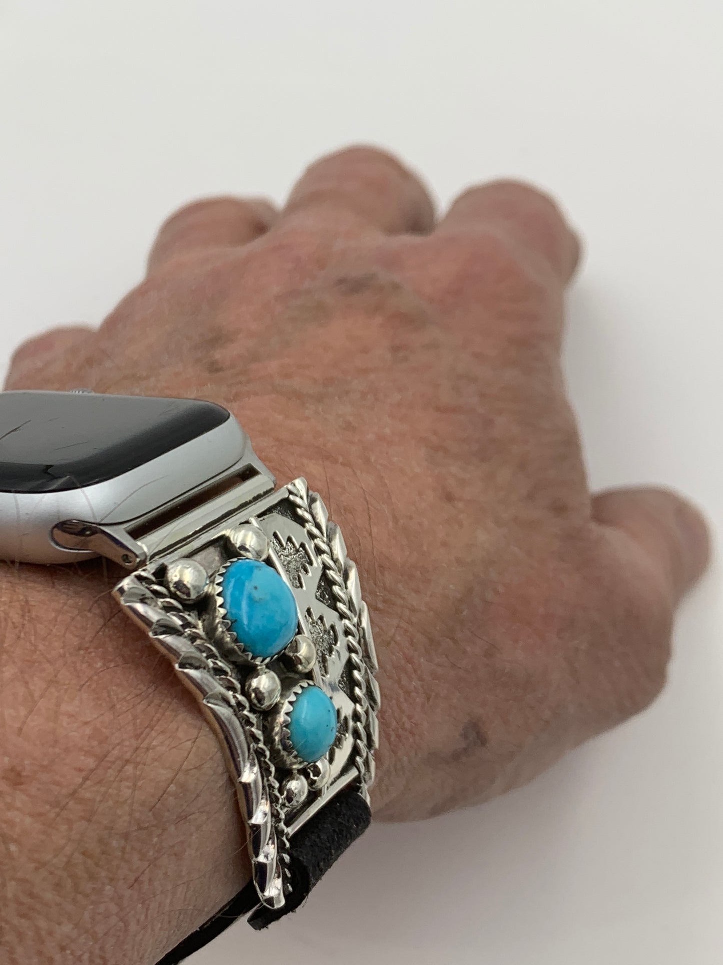 Ronnie Spencer 38/40/41mm Trapezoid Sterling Silver and Turquoise #132