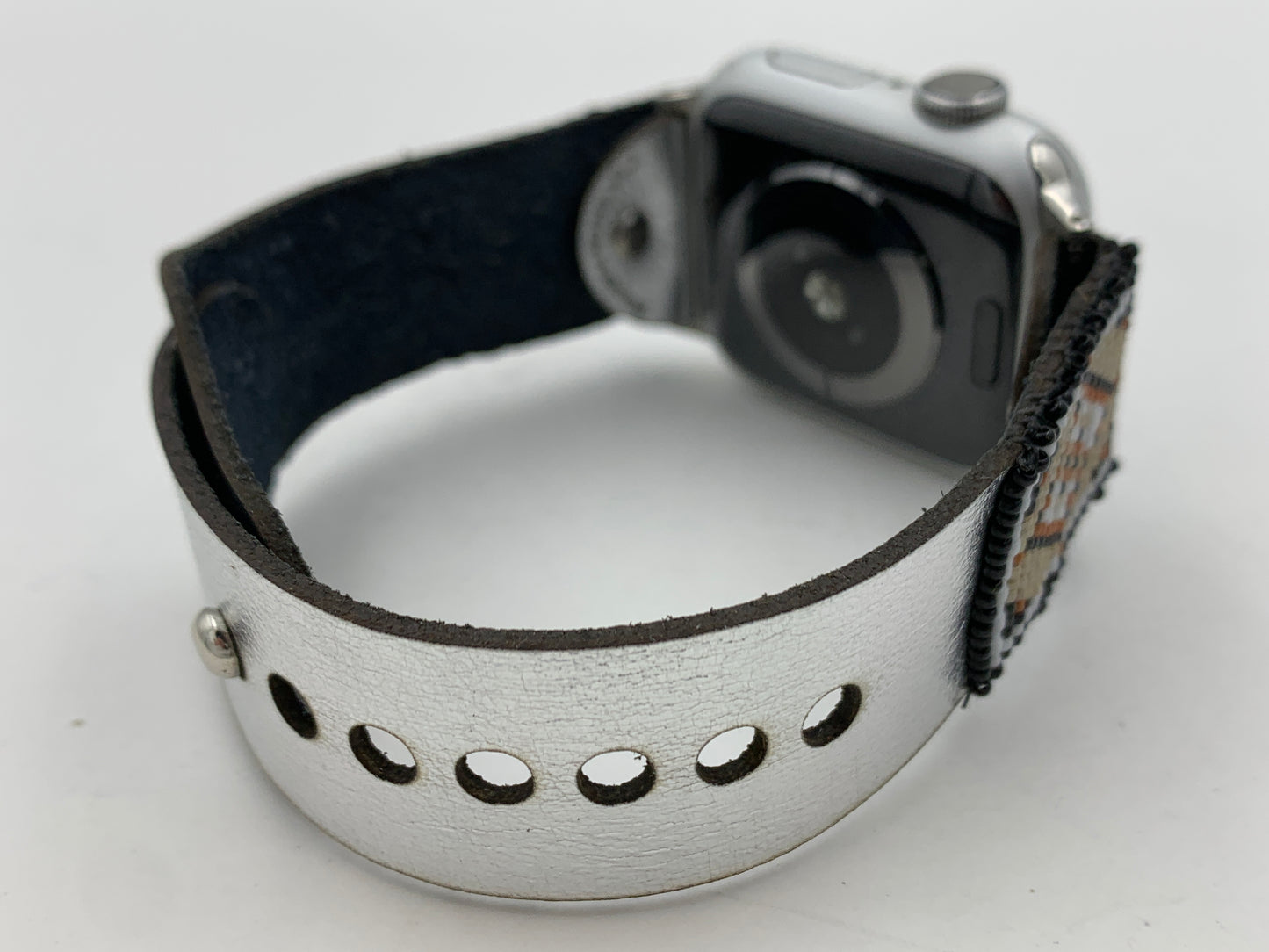 Dwight Nathaniel Beaded Laser cut Leather Apple Watch Band 38/40/41mm #17