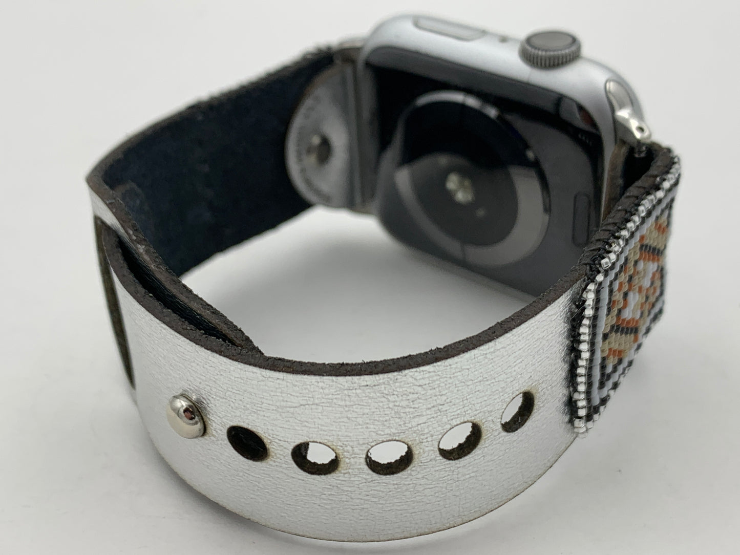 Dwight Nathaniel Beaded Laser cut Leather Apple Watch Band 42/44/45mm #18
