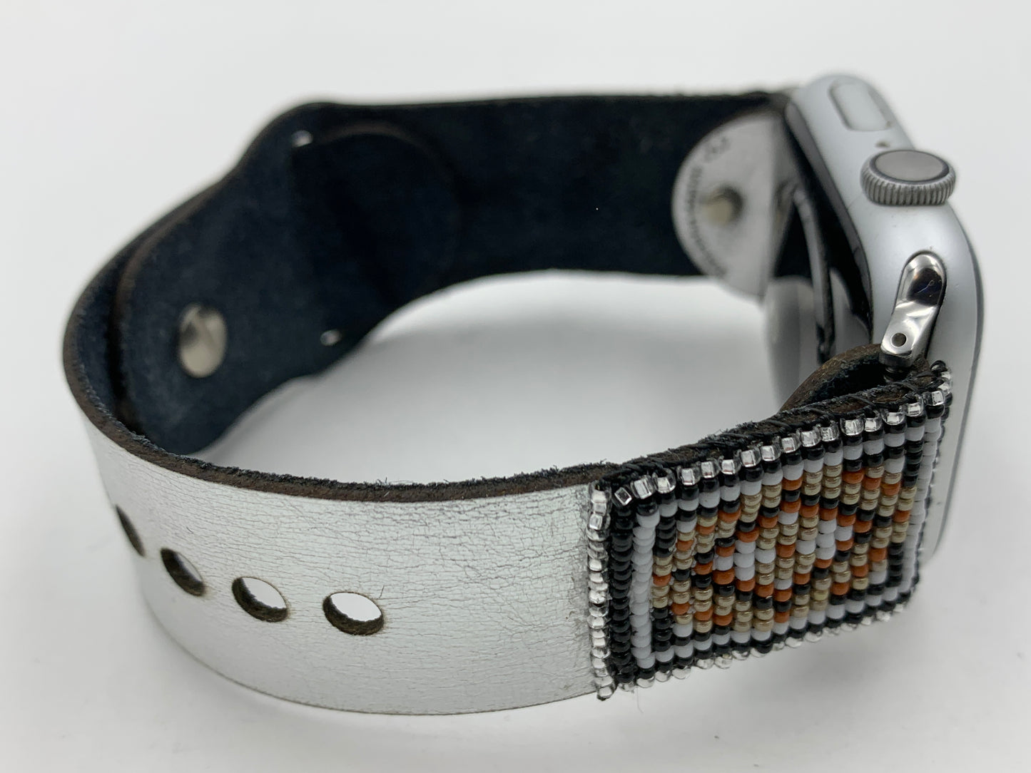 Dwight Nathaniel Beaded Laser cut Leather Apple Watch Band 42/44/45mm #19
